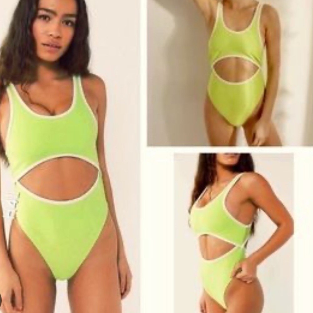 urban outfitters out from under lime green cutout bodysuit